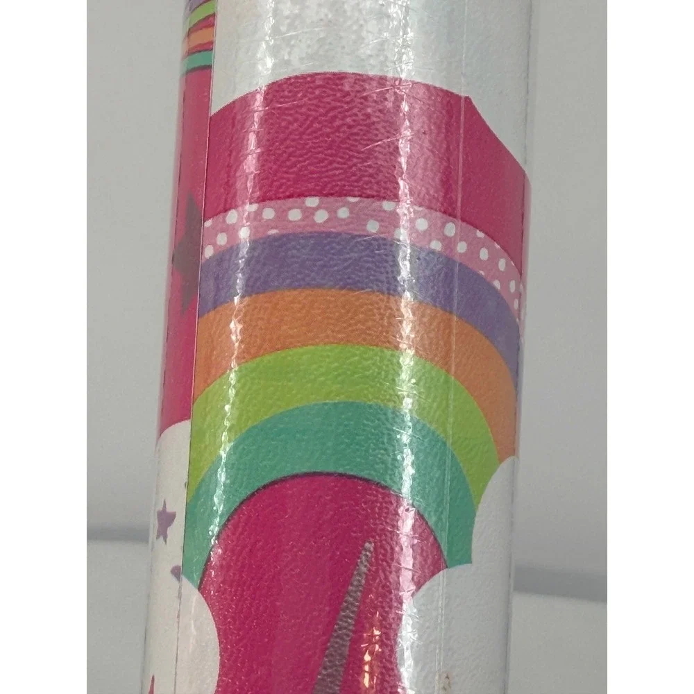 Bella Lux Pink Unicorn Rainbow Gift Wrap Roll Heavy Weight 30 SqFt 109-09